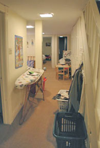 cluttered hallway