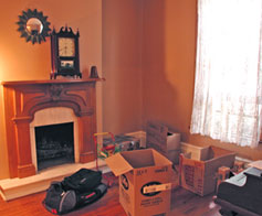 Fireplace before staging by Debra Gould, The Staging Diva