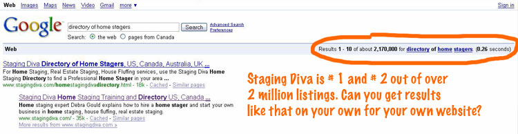 Staging Diva in Google Results