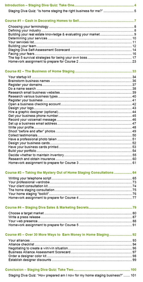 Workbook Table of Contents